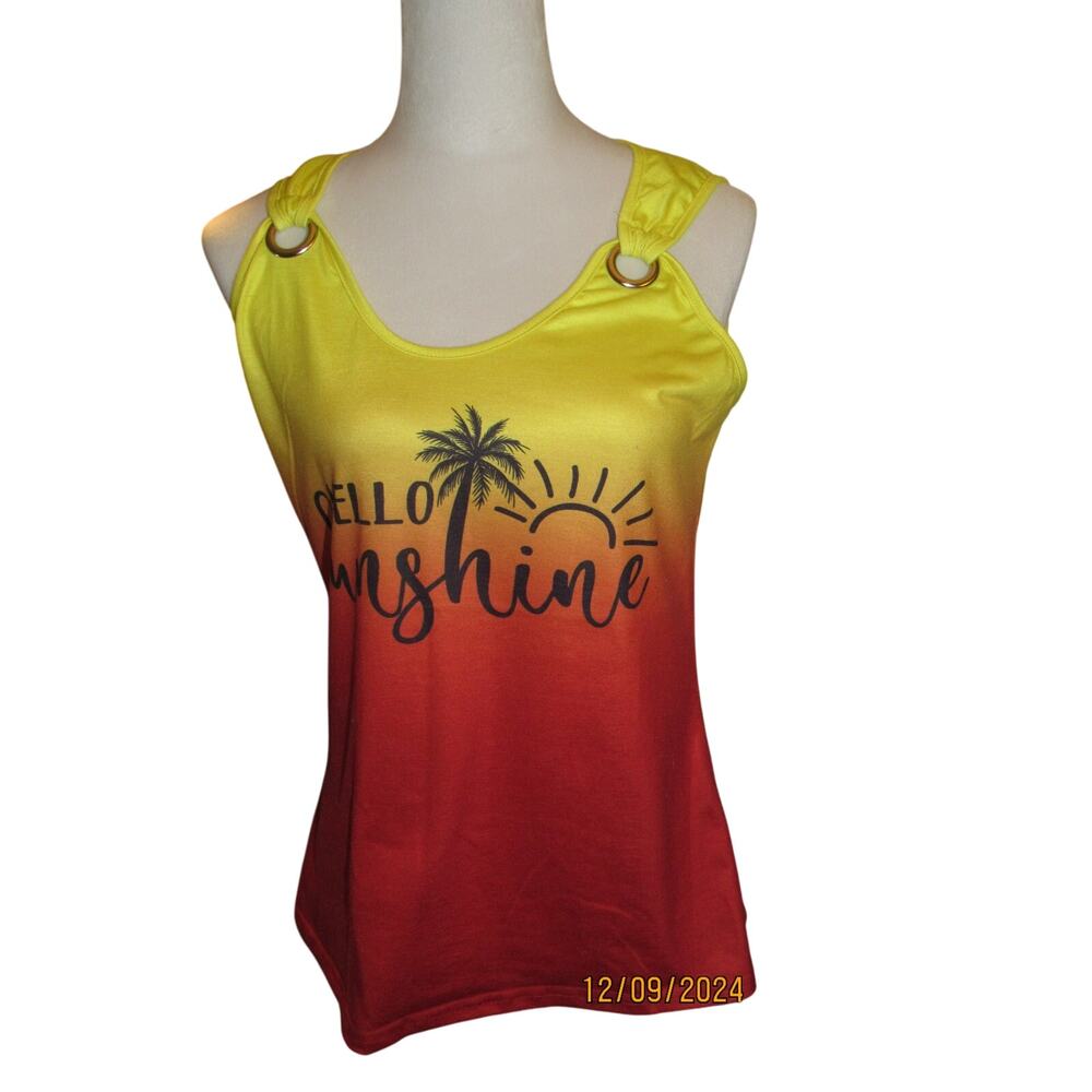 Sunny Vibes Tank – “Hello Sunshine” Design, Large